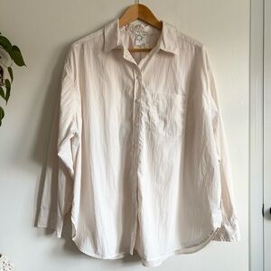 OFFLINE by Aerie Nylon Button Down Shirt in Cream NEW